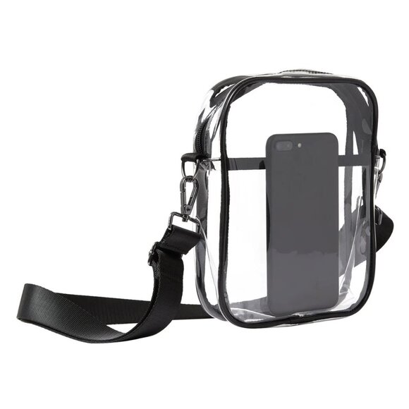 32 Degrees Unisex Women Men Crossbody CLEAR Bag with BLACK Straps - Picture 2 of 4